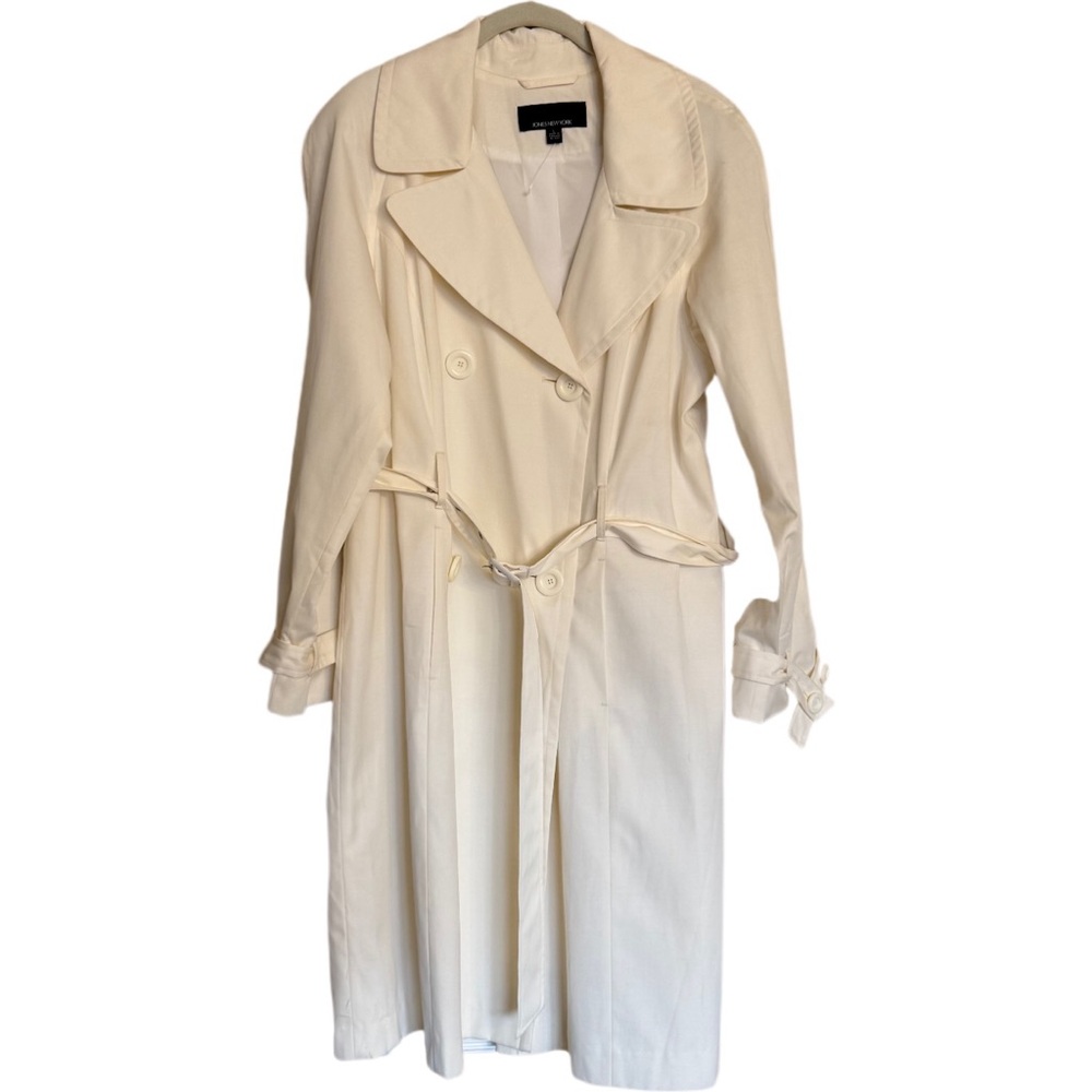 Jones New York Women’s Ivory Double Breasted Trench Coat Size L Lined NWOT